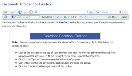 facebook toolbar